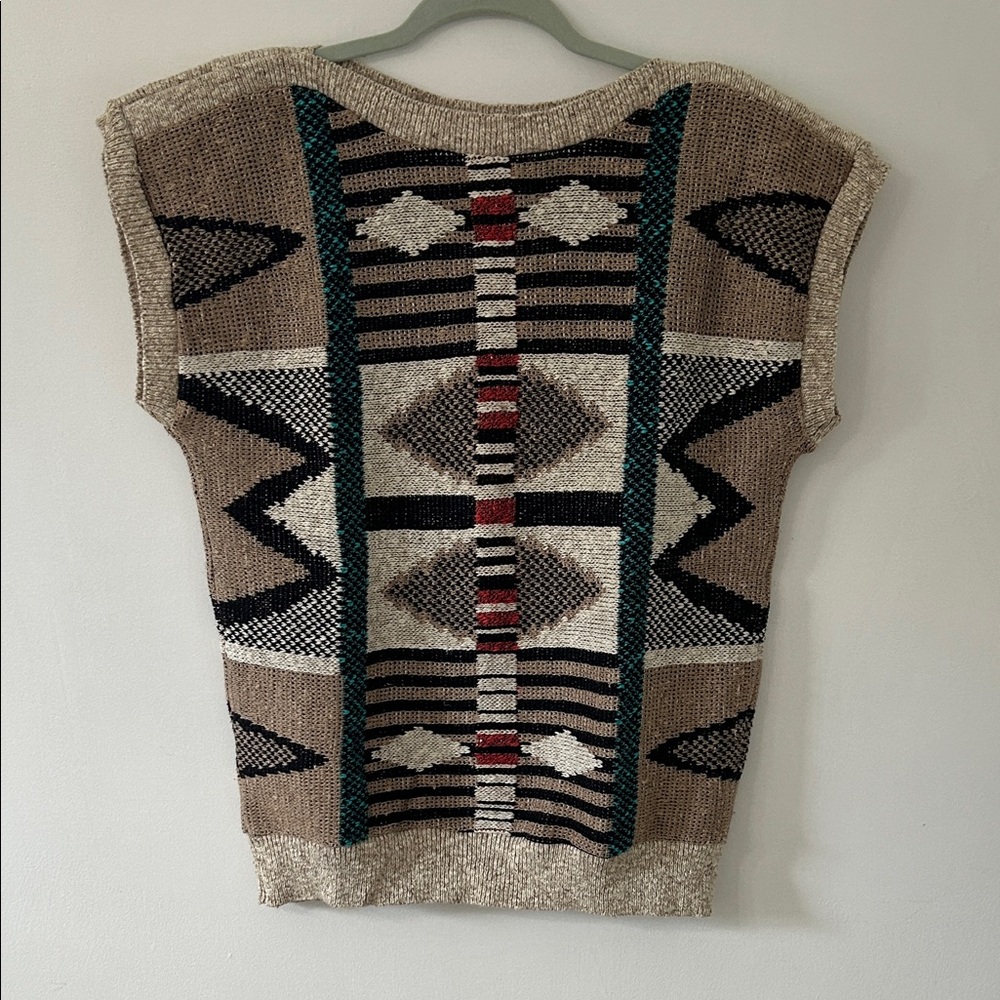 Vintage Courtney Rhodes Sweater Vest Women’s L Geometric Aztec Patterned Cotton